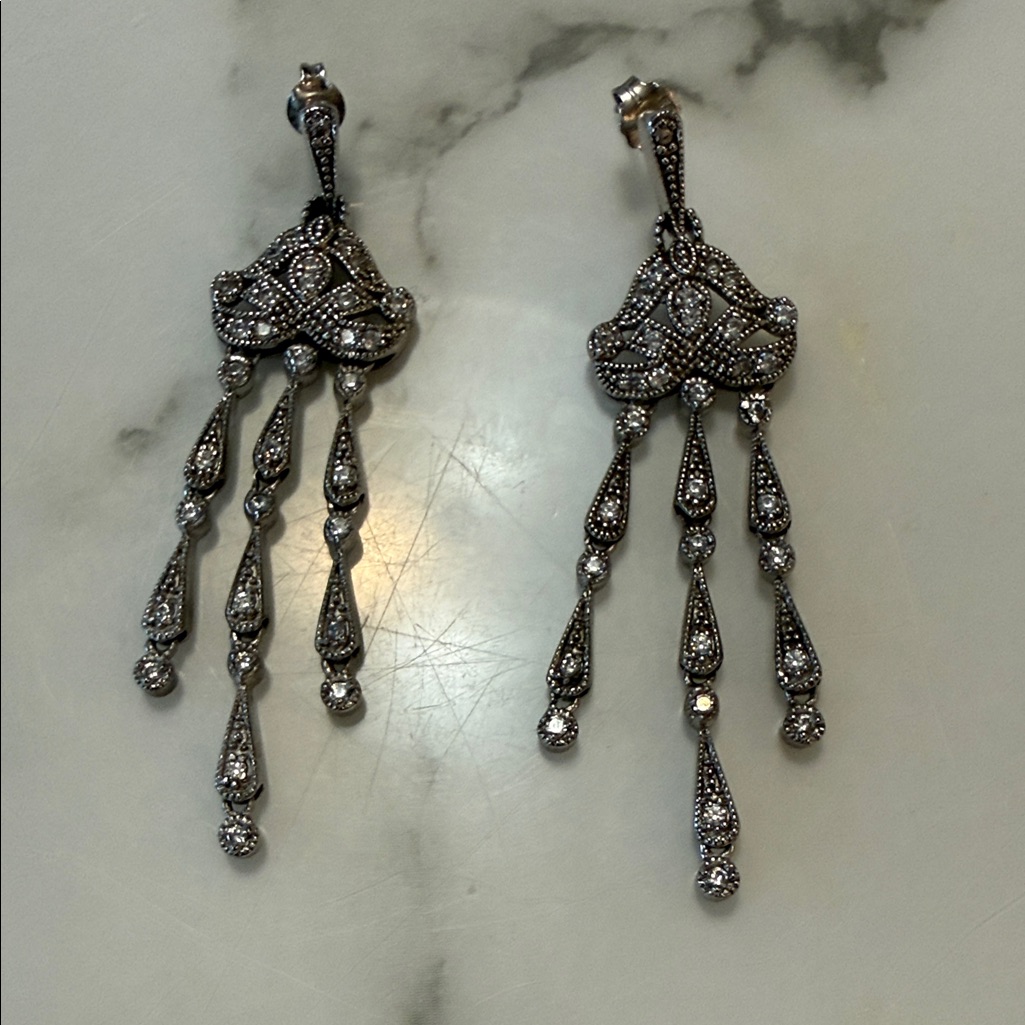 Joseph Esposito Vintage Sterling Silver And Cz Drop Earrings 72$